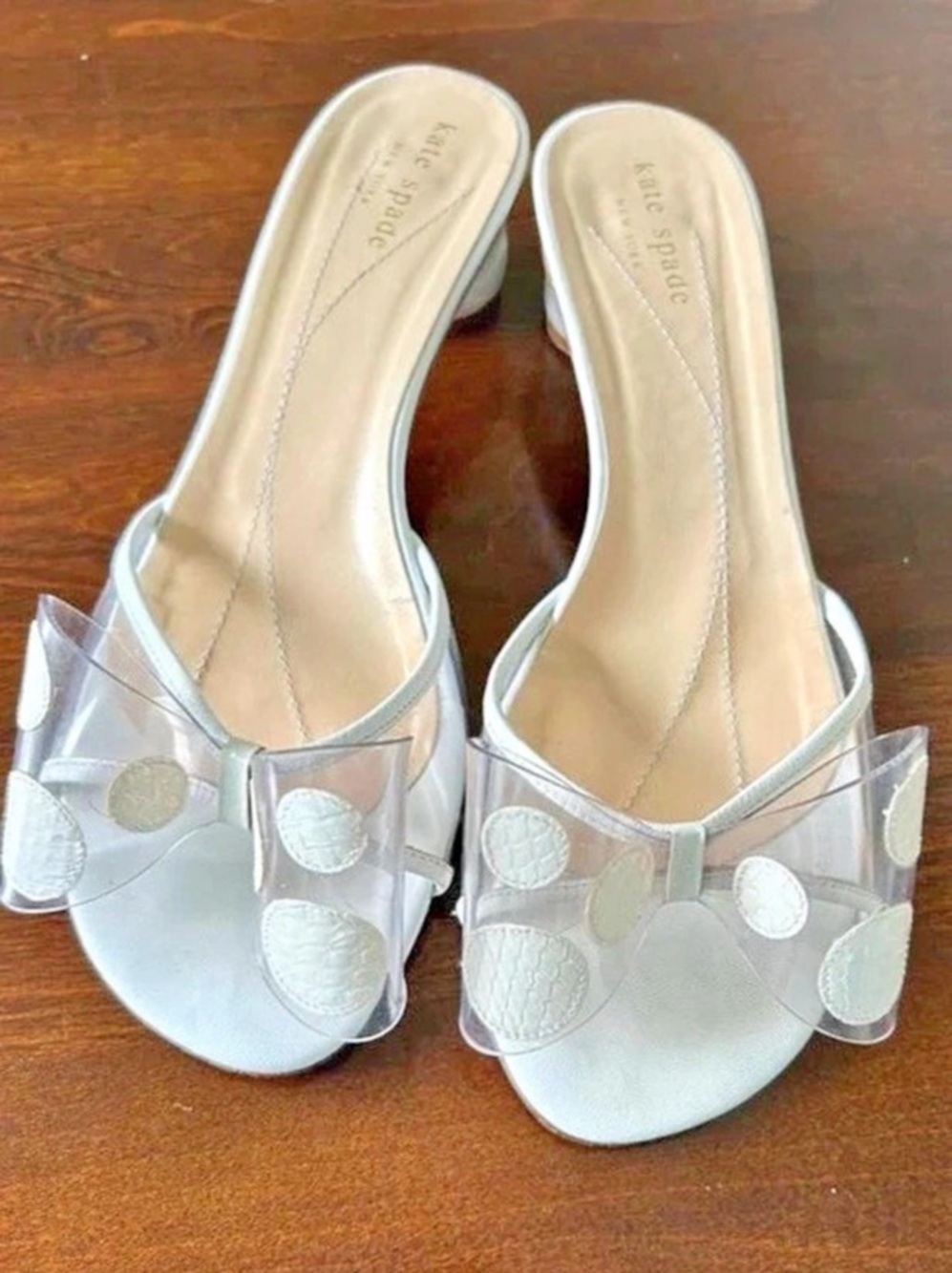 Vintage kate spade Polka Dot Heels White & Silver US 7.5